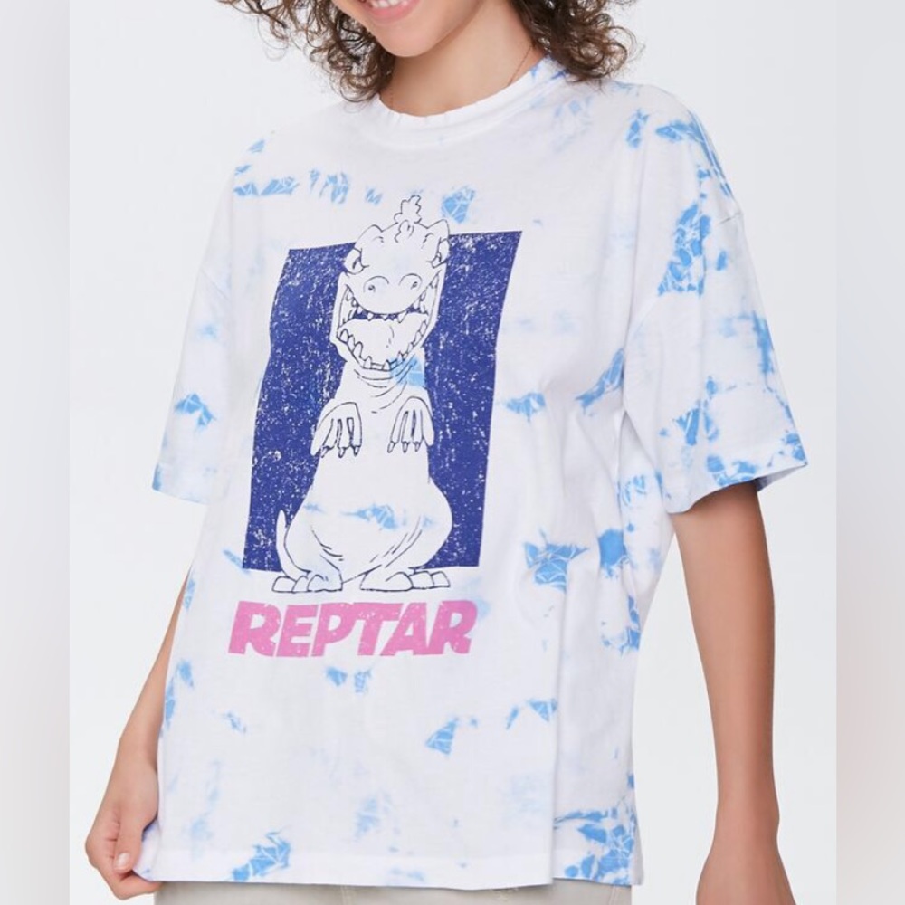 Womens Forever 21 Nickelodeon Reptar Graphic Tee Shirt Blue Size Small